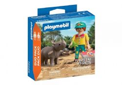 PLAYMOBIL DUO PACK - SOIGNEUR ET RHINOCÉROS #72025